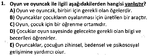 CGE1003 Okul Öncesi Eğitimde Araç Gereç Geliştirme çıkmış sınav sorusu 1