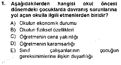 OKO405U Davranış Ve Öğrenme Sorunu Olan Çocukların Eğitimi çıkmış sınav sorusu 1