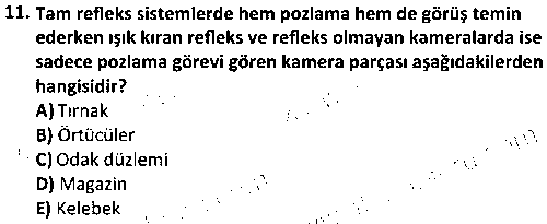 FOT2009 Kamera, Aydınlatma ve Çekim Teknikleri çıkmış sınav sorusu 3