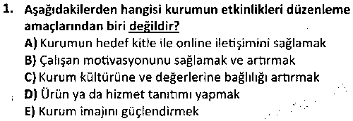 HIT3001 Halkla İlişkiler Kampanyaları çıkmış sınav sorusu 1