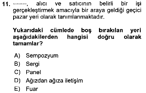 TRZ206U Turizm Ve İletişim çıkmış sınav sorusu 3