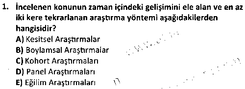 HIT2010 Sosyal Bilimlerde Araştırma Yöntemleri çıkmış sınav sorusu 1