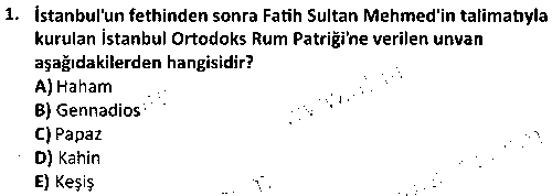 TAR3010 Osmanlı Kurumları Tarihi 2 çıkmış sınav sorusu 1