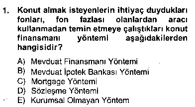 EMY204U Emlak Finans ve Emlak Değerleme çıkmış sınav sorusu 1
