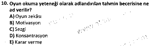 SPB3006 Sporda Yetenek Seçimi çıkmış sınav sorusu 2