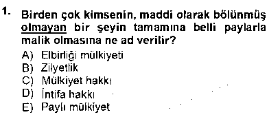YYT201U Belediye, İmar ve Gayrimenkul Mevzuatı çıkmış sınav sorusu 1