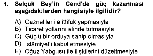 TAR106U Büyük Selçuklu Tarihi çıkmış sınav sorusu 1