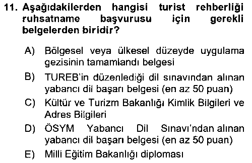 TRZ106U Turist Rehberliği çıkmış sınav sorusu 3
