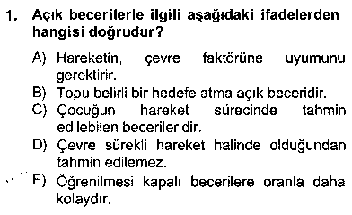 OKO206U Okulöncesinde Beden Eğitimi Ve Oyun Öğretimi çıkmış sınav sorusu 1