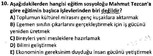 SOS4004 Eğitim Sosyolojisi çıkmış sınav sorusu 2