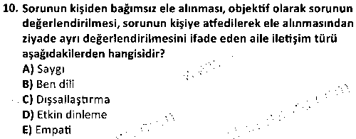 ÇGL3008 Anne ve Baba Eğitimi çıkmış sınav sorusu 2