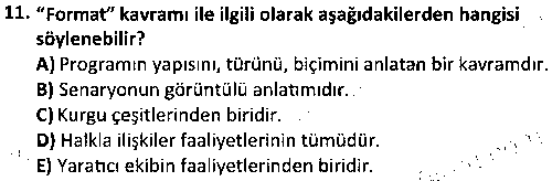 FOT1001 Radyo ve Televizyonda Temel Kavramlar çıkmış sınav sorusu 3
