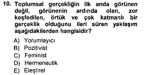 SOS105U Sosyolojide Araştırma Yöntem ve Teknikleri çıkmış sınav sorusu 2
