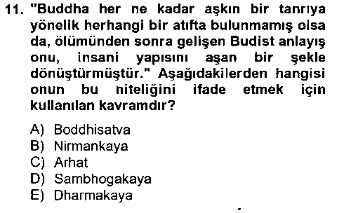 Yaşayan Dünya Dinleri çıkmış sınav sorusu 3