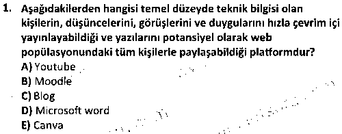 WTK1007 Web Okuryazarlığı çıkmış sınav sorusu 1