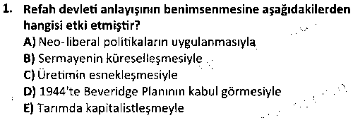 SOS4006 Gelişme Sosyolojisi çıkmış sınav sorusu 1