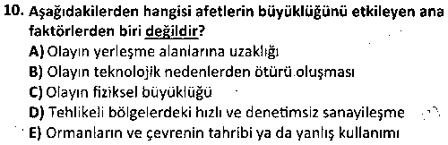 ADY2002 Afetlerde Risk ve Kriz Yönetimi çıkmış sınav sorusu 2