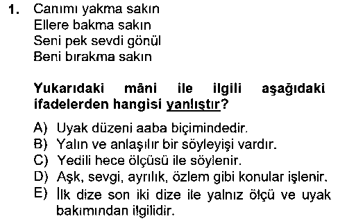 EDB102U Halk Edebiyatına Giriş 2 çıkmış sınav sorusu 1