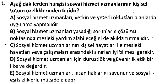 SOH1006 Sosyal Hizmet Etiği çıkmış sınav sorusu 1