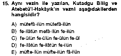 EDB201U VIII-XIII. Yüzyıllar Türk Edebiyatı çıkmış sınav sorusu 3