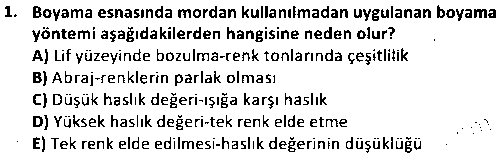 TMT3003 Tekstil Boyamacılığı çıkmış sınav sorusu 1