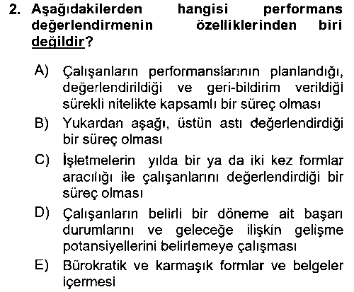 KOI407U Performans ve Kariyer Yönetimi çıkmış sınav sorusu 2