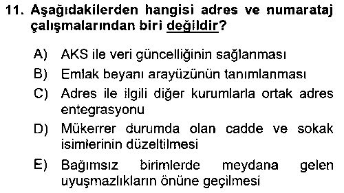 CBS224U Coğrafi Bilgi Sistemlerinin Kullanım Alanları 2 çıkmış sınav sorusu 3