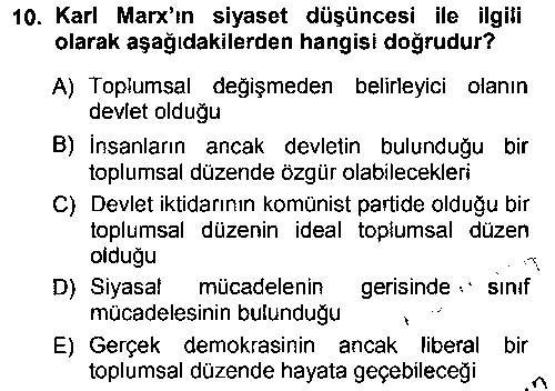SOS207U Siyaset Sosyolojisi çıkmış sınav sorusu 2