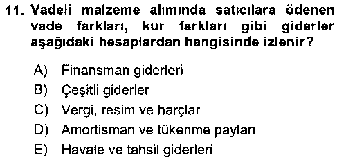 SAK212U Sağlık İşletmelerinde Maliyet Yönetim çıkmış sınav sorusu 3