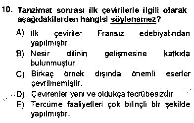 EDB107U Yeni Türk Edebiyatına Giriş 1 çıkmış sınav sorusu 1