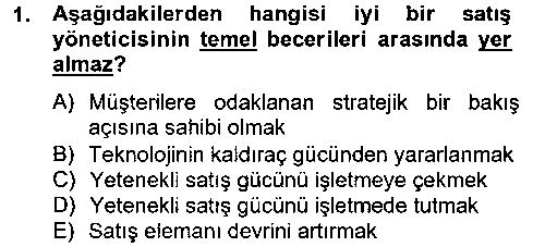 CMH206U Satış Yönetimi ve Telefonda Satış çıkmış sınav sorusu 1