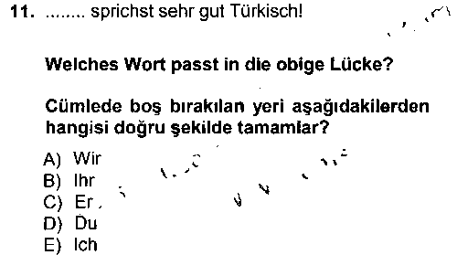 ALM101U Almanca 1 çıkmış sınav sorusu 2