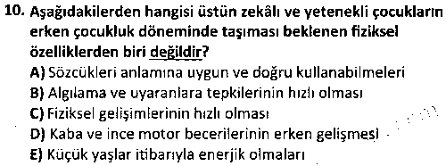 ÇGL3007 Üstün Zekalı ve Yetenekli Çocuklar çıkmış sınav sorusu 2