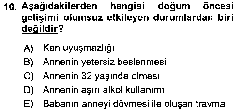 EBR107U Yaşam Boyu Büyüme ve Gelişim çıkmış sınav sorusu 2