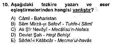 EDB408U Eski Türk Edebiyatının Kaynaklarından Şair Tezkireleri çıkmış sınav sorusu 2