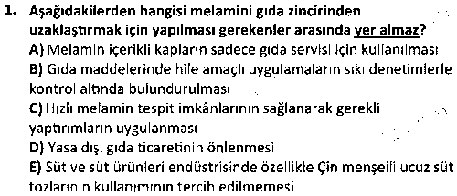 LAB2010 Gıda Güvenliğinin Temel Prensipleri çıkmış sınav sorusu 1
