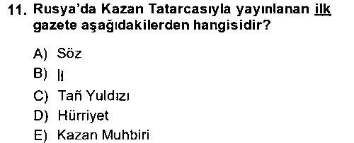 TAR306U XIX. Yüzyıl Türk Dünyası çıkmış sınav sorusu 3