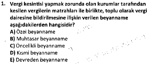 DT2010 Türk Vergi Sistemi çıkmış sınav sorusu 1
