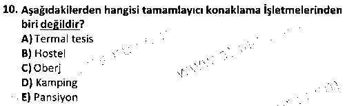 TOI2001 Otel İşletmeciliği çıkmış sınav sorusu 2