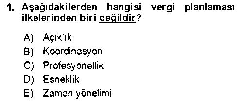 MLY410U Vergi Planlaması çıkmış sınav sorusu 1