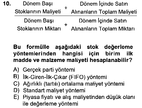 MVU202U Maliyet Analizleri çıkmış sınav sorusu 2