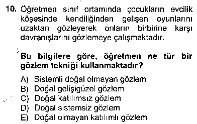 OKO406U Çocukları Tanıma Teknikleri çıkmış sınav sorusu 2