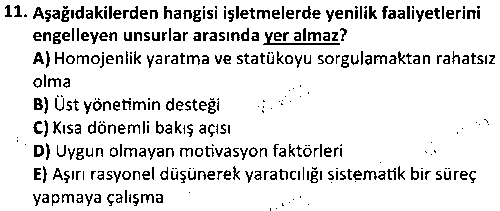 ISL4001 Çağdaş Yönetim Teknikleri çıkmış sınav sorusu 3