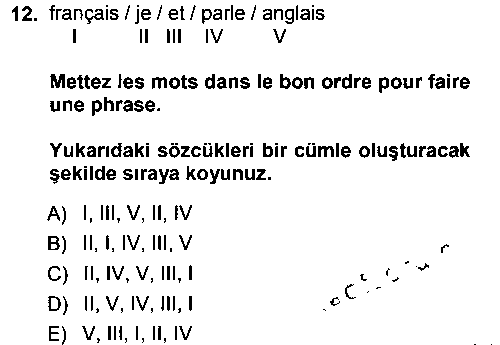 FRA101U Fransızca 1 çıkmış sınav sorusu 3