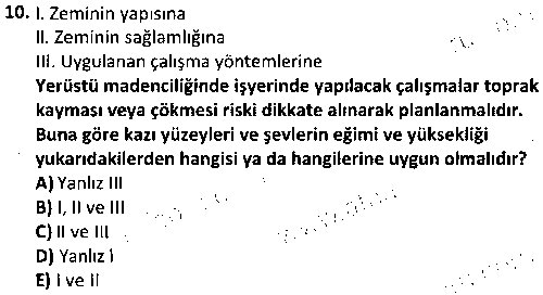 ADY1009 İş Sağlığı ve Güvenliği çıkmış sınav sorusu 2