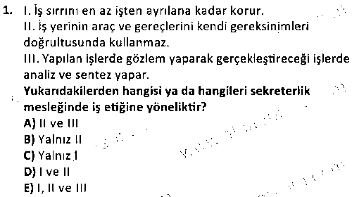 BYYA1001 Sekreterlik Bilgisi çıkmış sınav sorusu 1