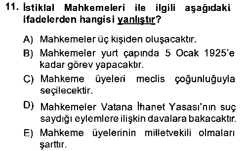 TAR312U Türkiye´de Demokrasi Ve Parlamento Tarihi çıkmış sınav sorusu 2