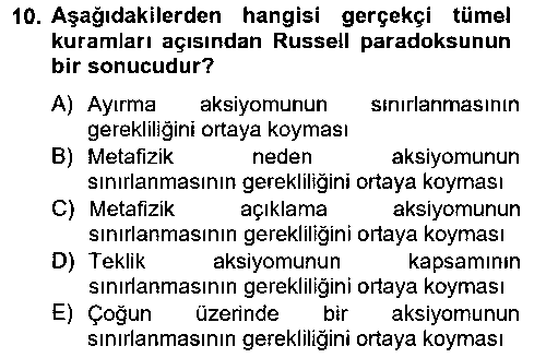 FEL204U Metafizik çıkmış sınav sorusu 2