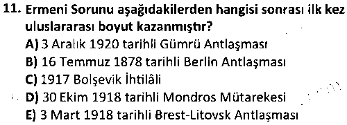 TAR3003 Türk Milli Mücadele Tarihi çıkmış sınav sorusu 3