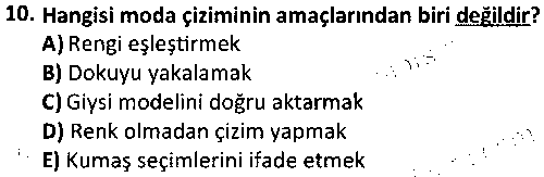 TMT2003 Moda Çizim Teknikleri çıkmış sınav sorusu 2